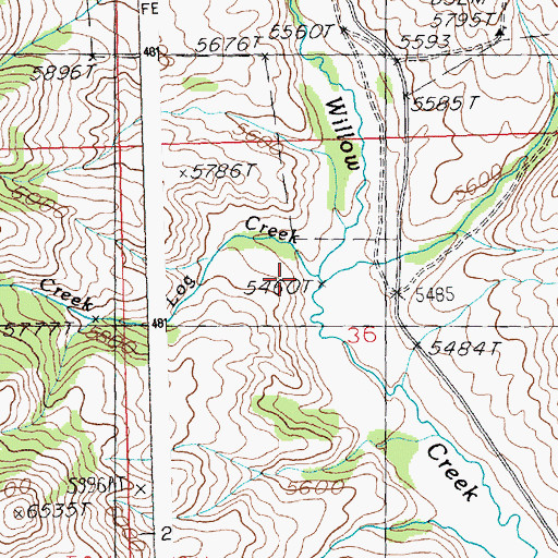 Topographic Map of Log Creek, ID