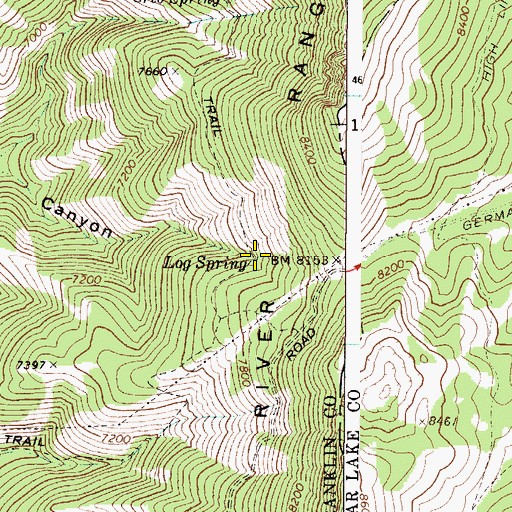 Topographic Map of Log Spring, ID