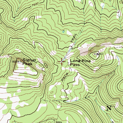 Topographic Map of Lone Pine Pass, ID