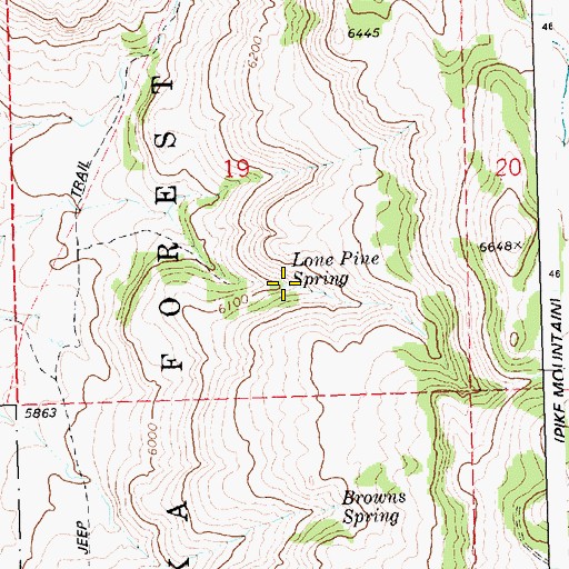 Topographic Map of Lone Pine Spring, ID