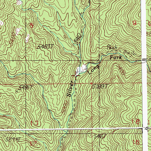 Topographic Map of Long Fork Silver Creek, ID