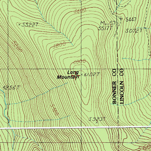 Topographic Map of Long Mountain, ID