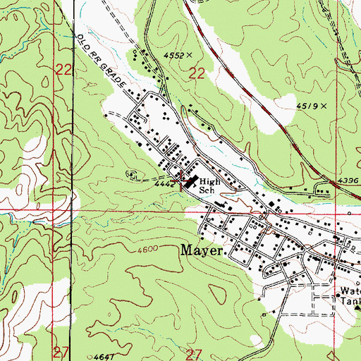 Topographic Map of Mayer Elementary School, AZ