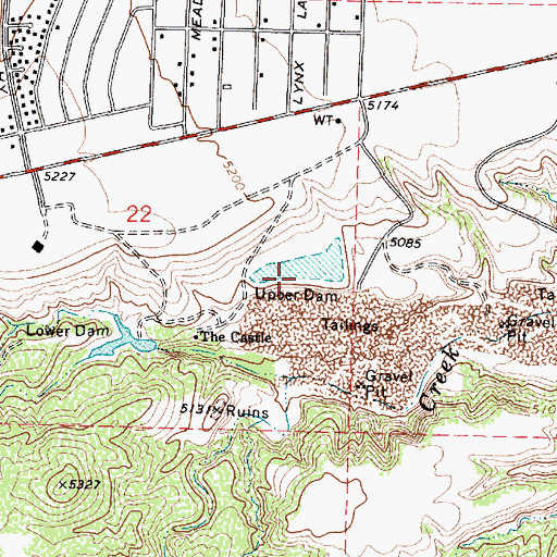 Topographic Map of Mesa Reservoir Dam, AZ