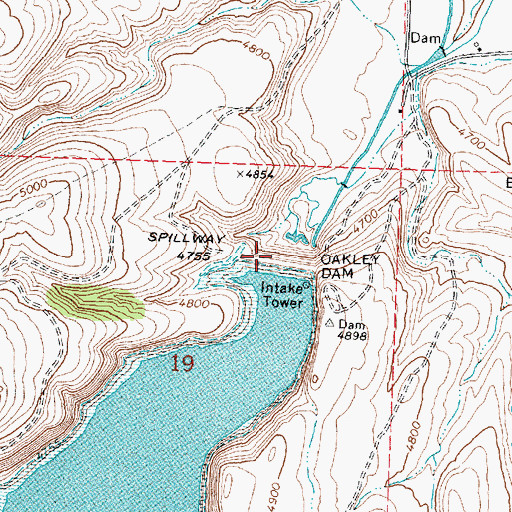 Topographic Map of Lower Goose Creek Reservoir, ID