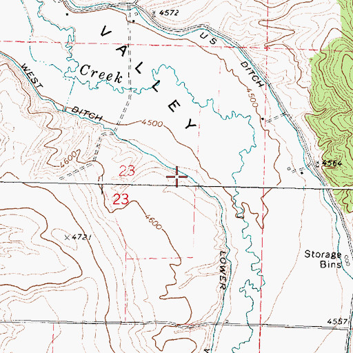 Topographic Map of Lower West Ditch, ID