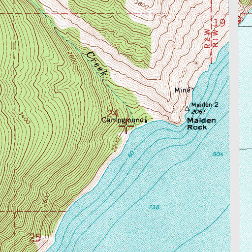 Topographic Map of Maiden Creek, ID
