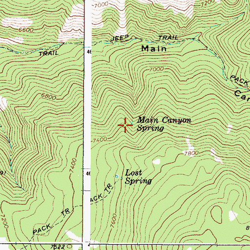 Topographic Map of Main Canyon Spring, ID