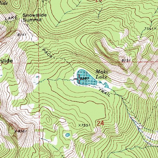 Topographic Map of Maki Lake, ID