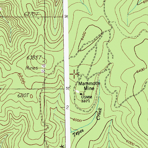 Topographic Map of Mammoth Mine, ID