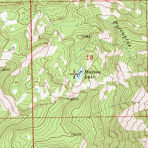 Topographic Map of Marion Lake, ID