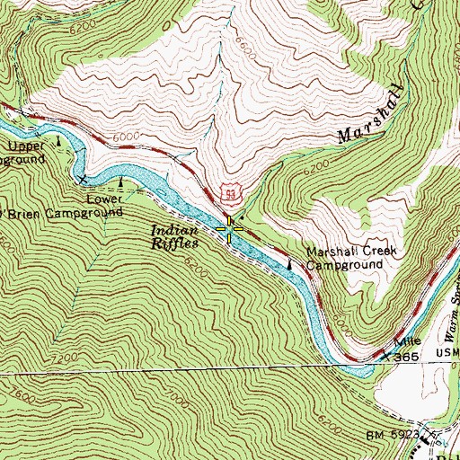 Topographic Map of Marshall Creek, ID