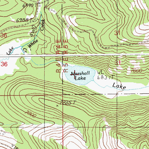 Topographic Map of Marshall Lake, ID