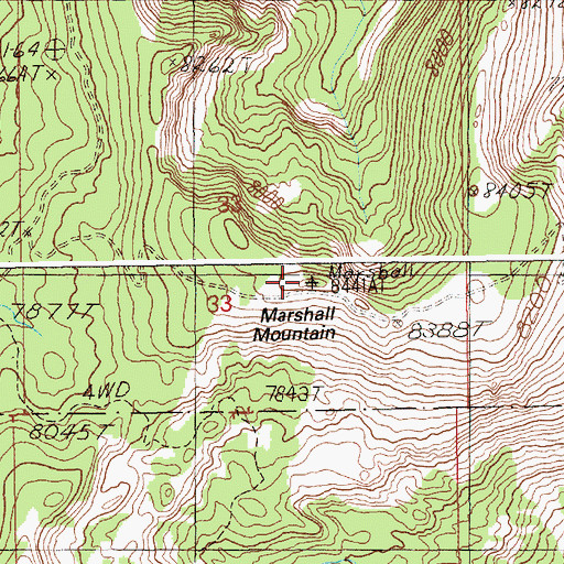Topographic Map of Marshall Mountain, ID