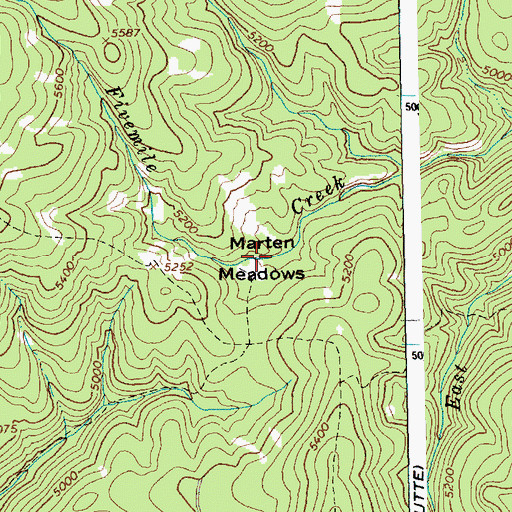 Topographic Map of Marten Meadows, ID