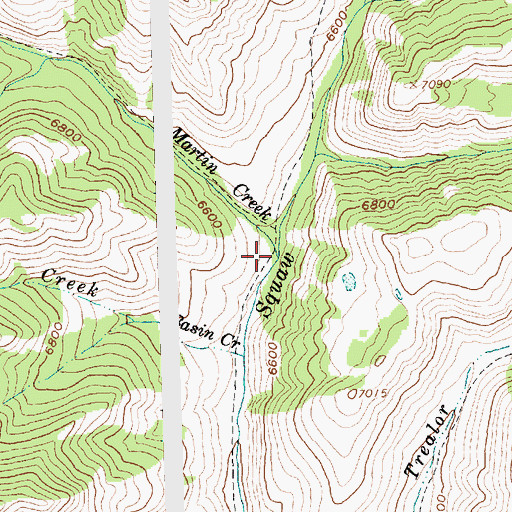 Topographic Map of Martin Creek, ID