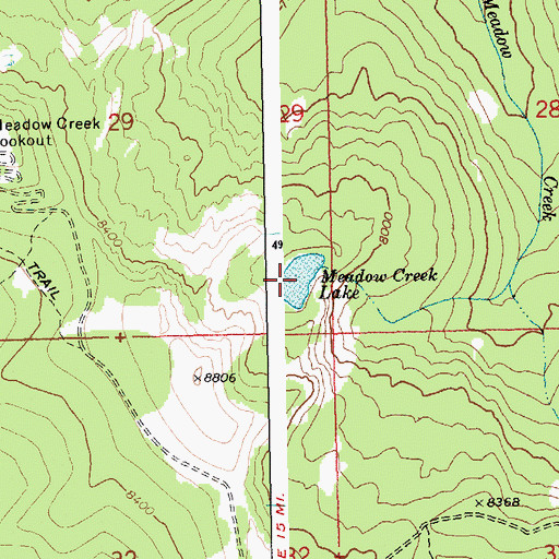 Topographic Map of Meadow Creek Lake, ID