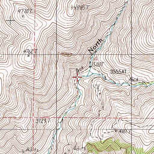 Topographic Map of Middle Fork North Fork Dennett Creek, ID