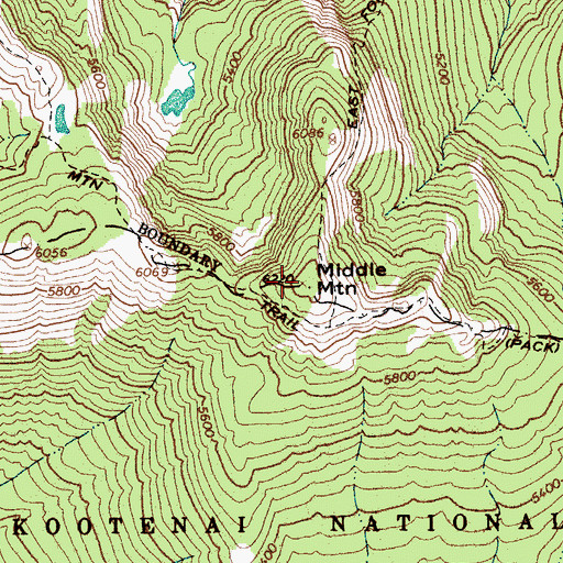 Topographic Map of Middle Mountain, ID