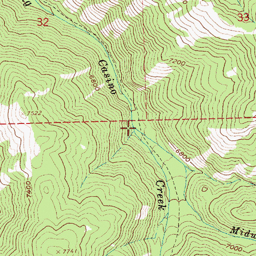 Topographic Map of Midwinter Creek, ID