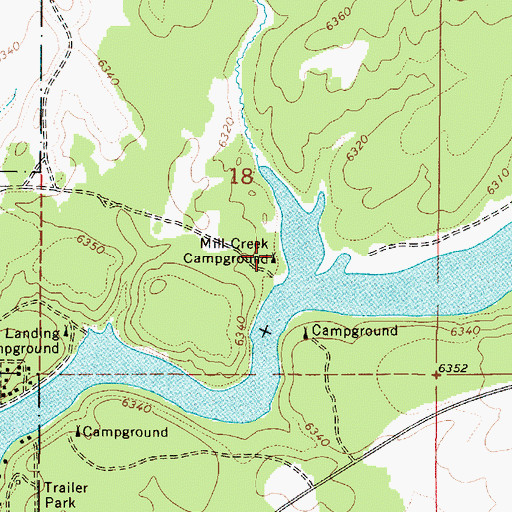Topographic Map of Mill Creek Campground, ID