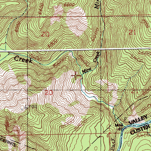 Topographic Map of Mine Creek, ID
