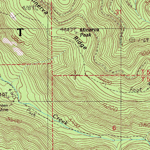 Topographic Map of Minerva Ridge, ID