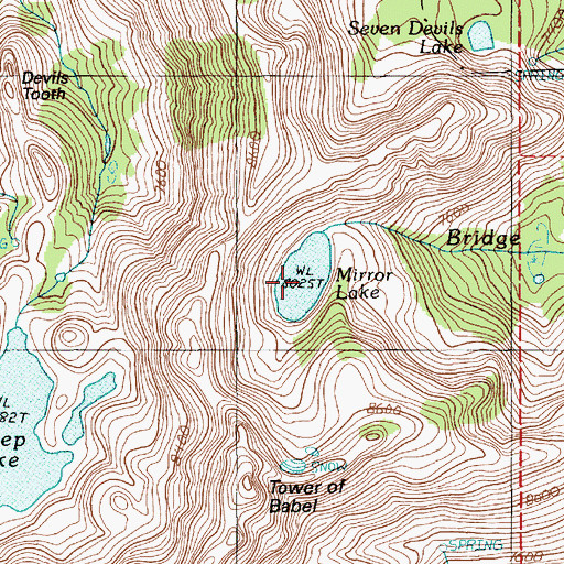 Topographic Map of Mirror Lake, ID