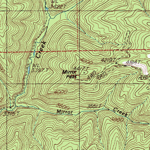 Topographic Map of Mirror Peak, ID