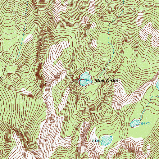 Topographic Map of Moe Lake, ID