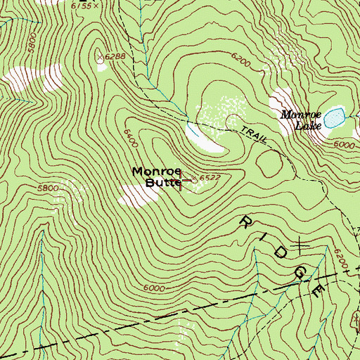 Topographic Map of Monroe Butte, ID