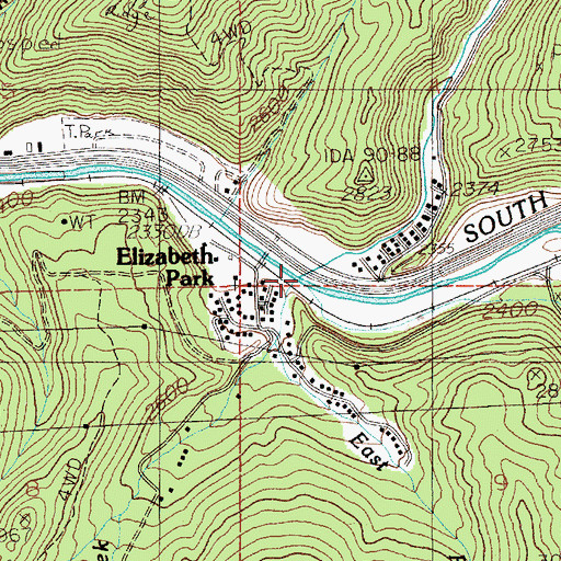 Topographic Map of Montgomery Creek, ID