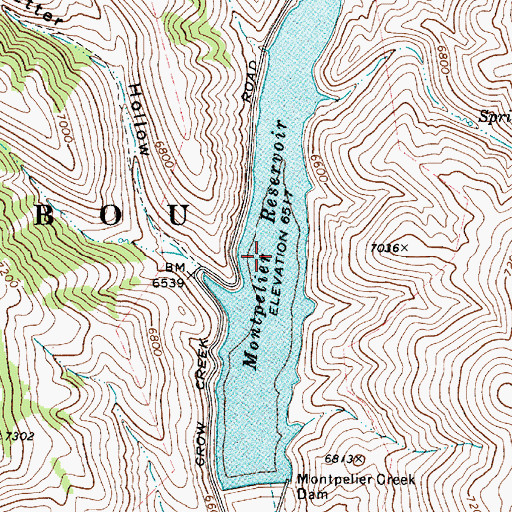 Topographic Map of Montpelier Reservoir, ID