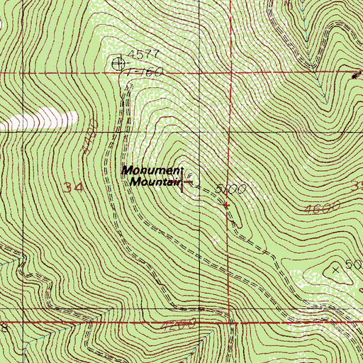 Topographic Map of Monument Mountain, ID