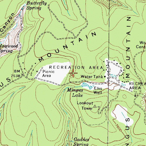 Topographic Map of Potato Patch Recreational Area, AZ