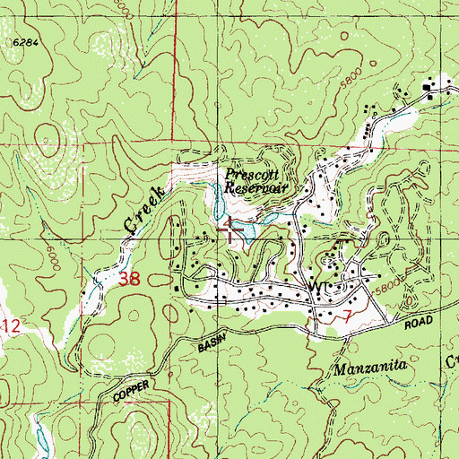 Topographic Map of Prescott Reservoir, AZ