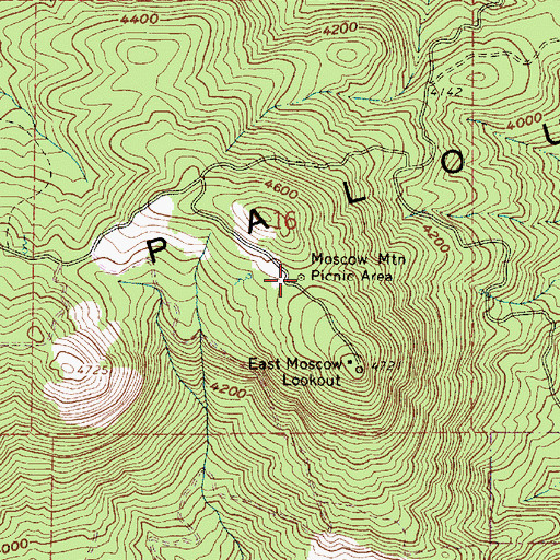 Topographic Map of Moscow Mountain Picnic Area, ID