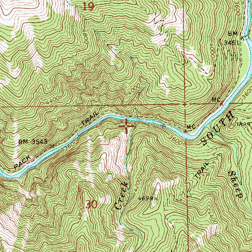 Topographic Map of Moss Creek, ID