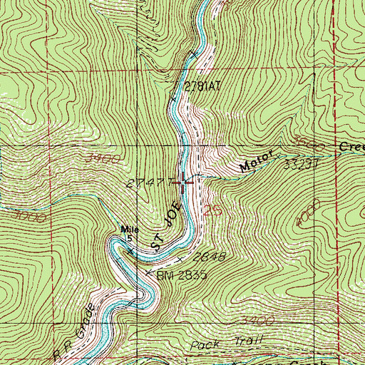 Topographic Map of Motor Creek, ID