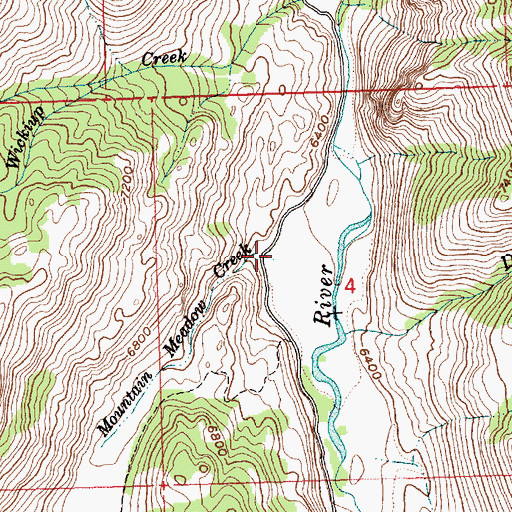 Topographic Map of Mountain Meadow Creek, ID