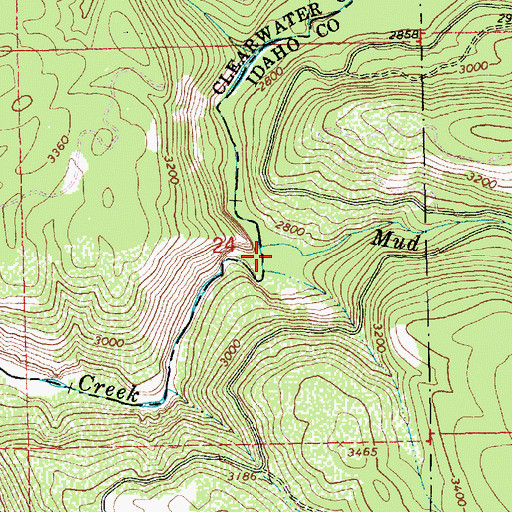 Topographic Map of Mud Creek, ID