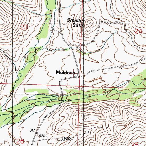 Topographic Map of Muldoon, ID