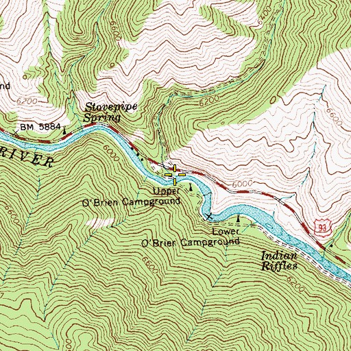 Topographic Map of Muley Creek, ID