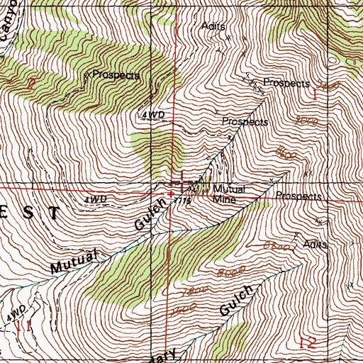 Topographic Map of Mutual Mine, ID