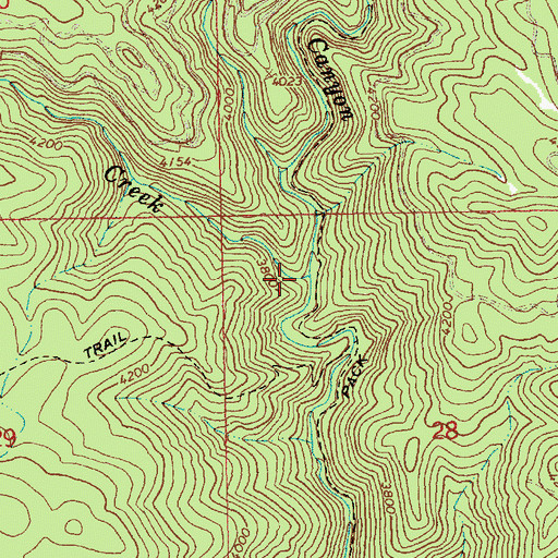 Topographic Map of Mystery Creek, ID