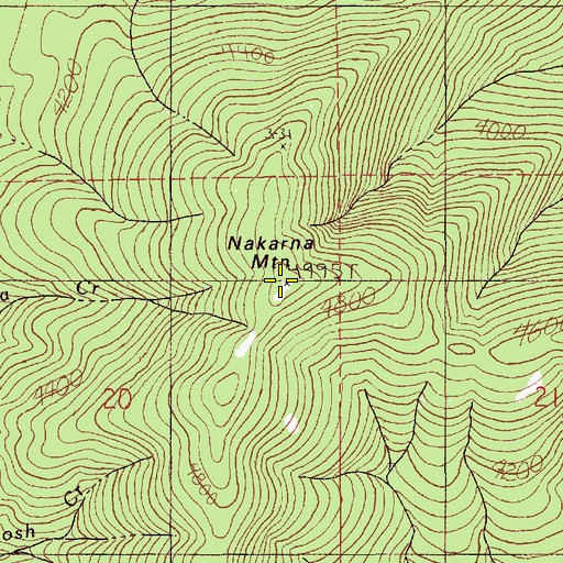 Topographic Map of Nakarna Mountain, ID