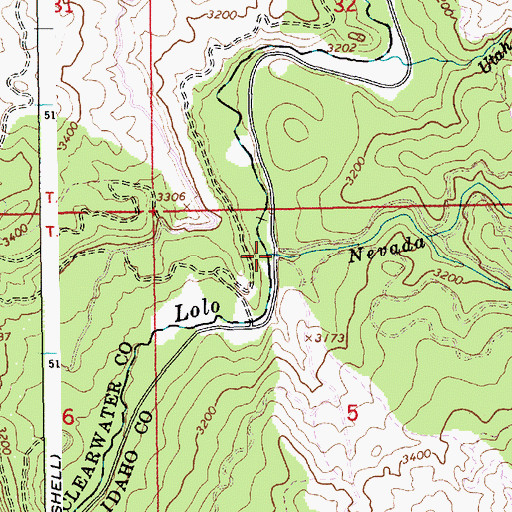 Topographic Map of Nevada Creek, ID