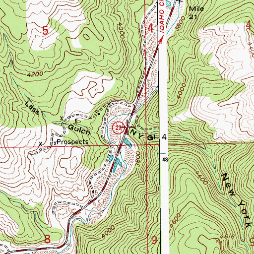 Topographic Map of New York Gulch, ID