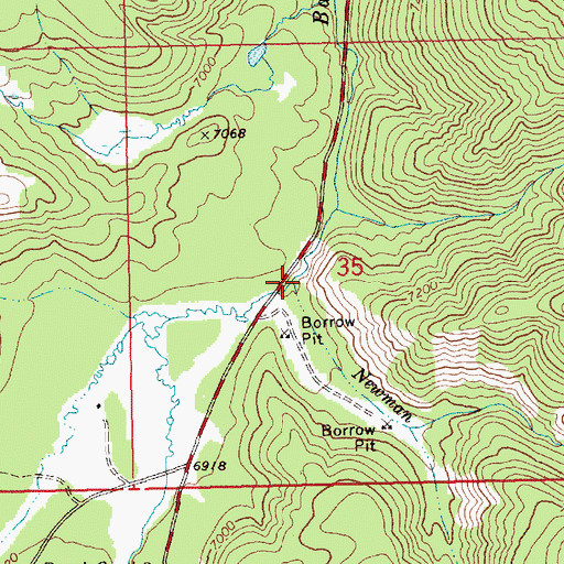 Topographic Map of Newman Creek, ID