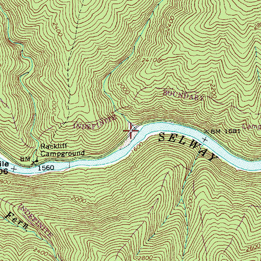 Topographic Map of Nineteenmile Creek, ID